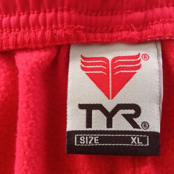 NWOT VINTAGE TYR RED w/ WHITE SIDES JERSEY ATHLETIC / GYM SHORTS, SIZE "XL" - Picture 4 of 11